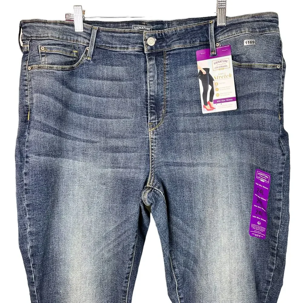 Signature Levi's Strauss Womens Blue Mid Rise Skinny Denim Skinny Jeans 24 L - Picture 3 of 7